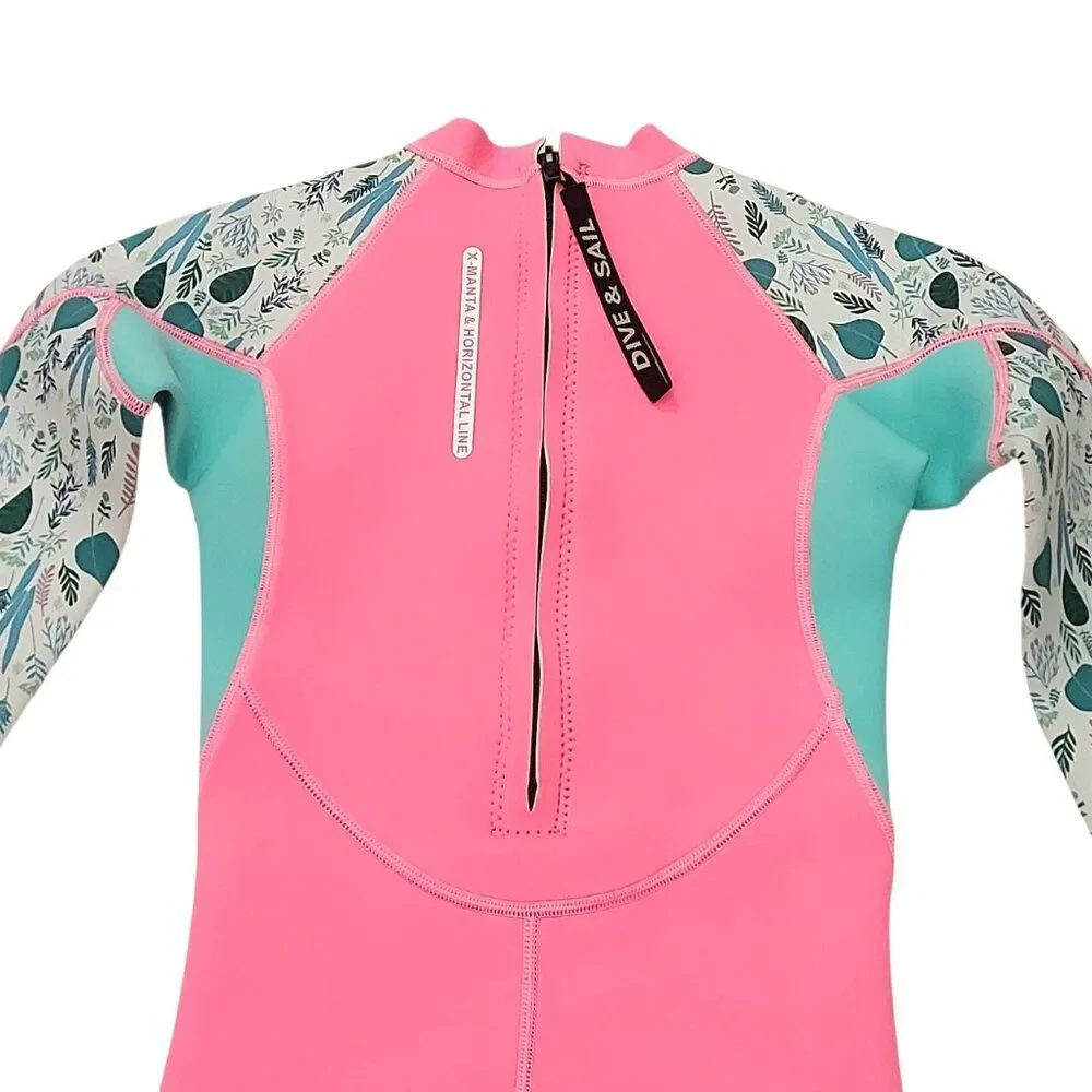 X Manta Wetsuit Girls XXL/8 Pink Neoprene Back Zip Full Surfing Diving Swimming